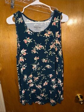 torrid Dark Blue Floral Sleeveless Swing Tank